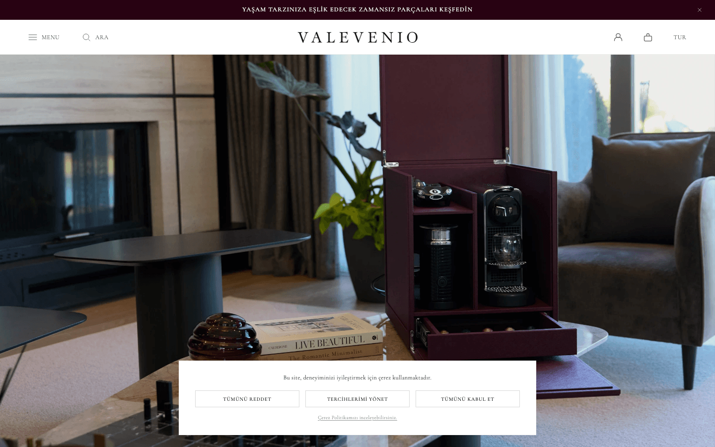 Homepage screenshot of valevenio.com